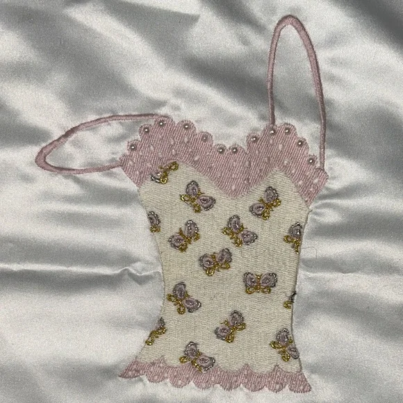 White Lingerie Bags with Pink and Gold Accents - Picture 2 of 5